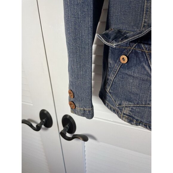 Vintage 90’s Levi Strauss Signature Women’s Blazer Jacket Stretch Denim Sz M - Picture 3 of 10